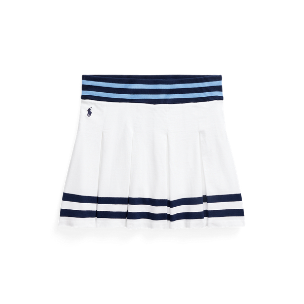 Skort in jersey a pieghe con righe