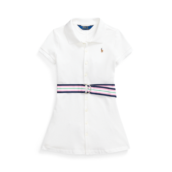 Belted Knit Oxford Polo Dress