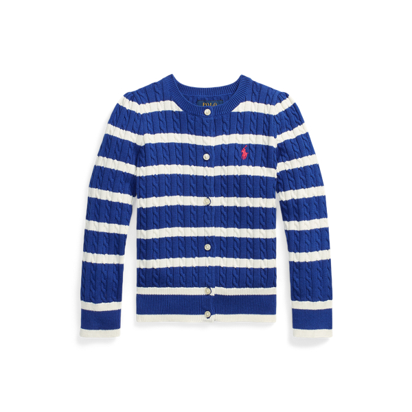 Striped Mini-Cable Cotton Cardigan