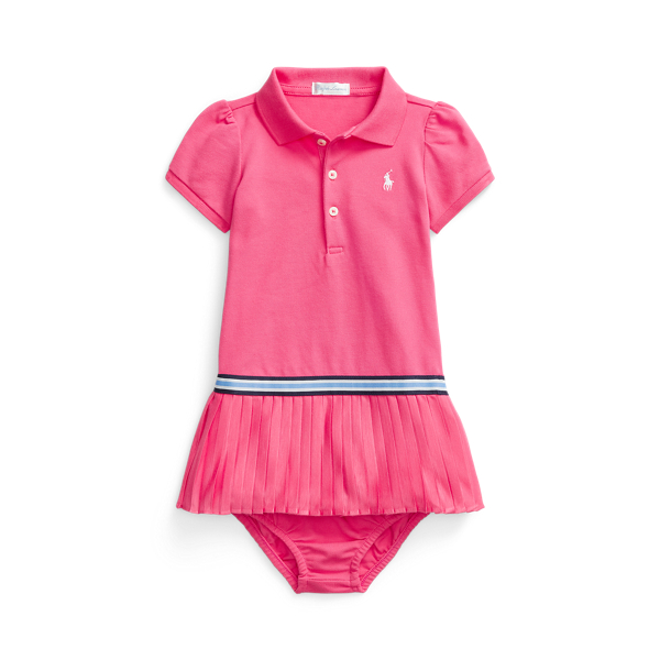 Pleated Mesh Polo Dress &amp; Bloomer