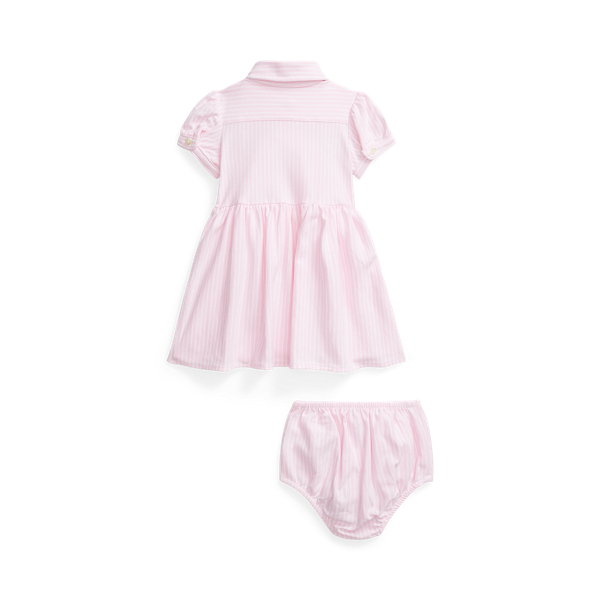 Carmel Pink/White Knit Oxford Dress & Bloomer Baby Girl 2