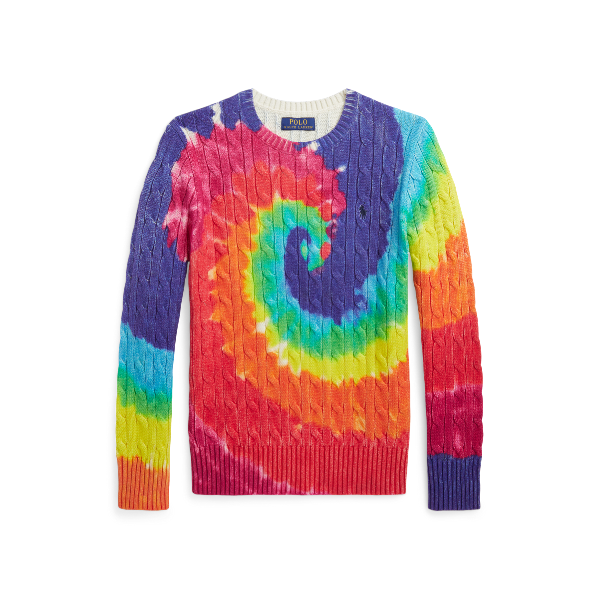 Cheapest New Polo Ralph Lauren Tie-Dye Cable Knit Crewneck Sweater