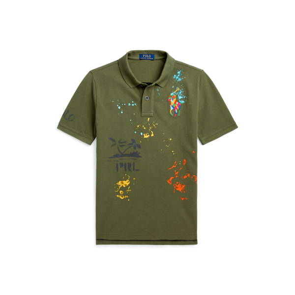 Peace Love Polo Cotton Mesh Polo Shirt for Boys Ralph Lauren UK