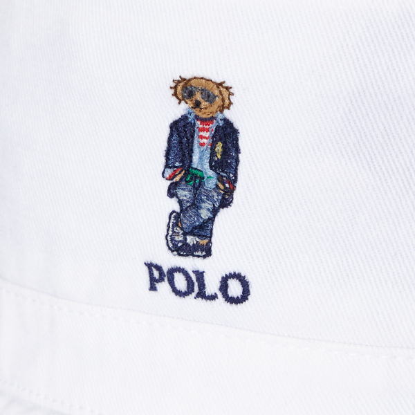 White Polo Bear Cotton Twill Bucket Hat Boys 8-18 3