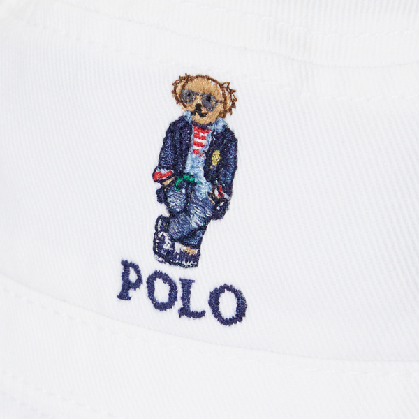 Topfhut aus Baumwolltwill mit Polo Bear Baby Boy in Wei&szlig; 3