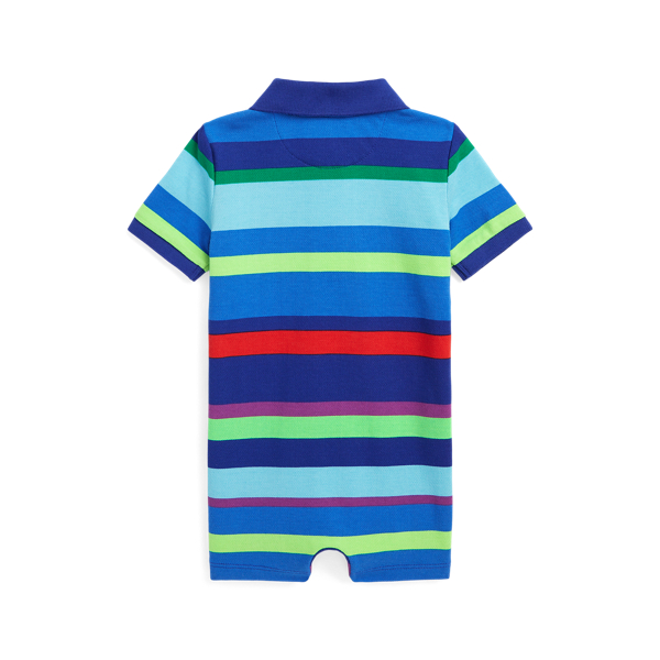 Gestreifter Polo-Piqu&eacute;-Sommerstrampler Baby Boy in Pazifikstreifen 2