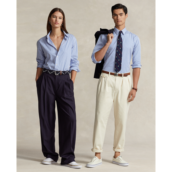 Chemise ray&eacute;e ajust&eacute;e en popeline