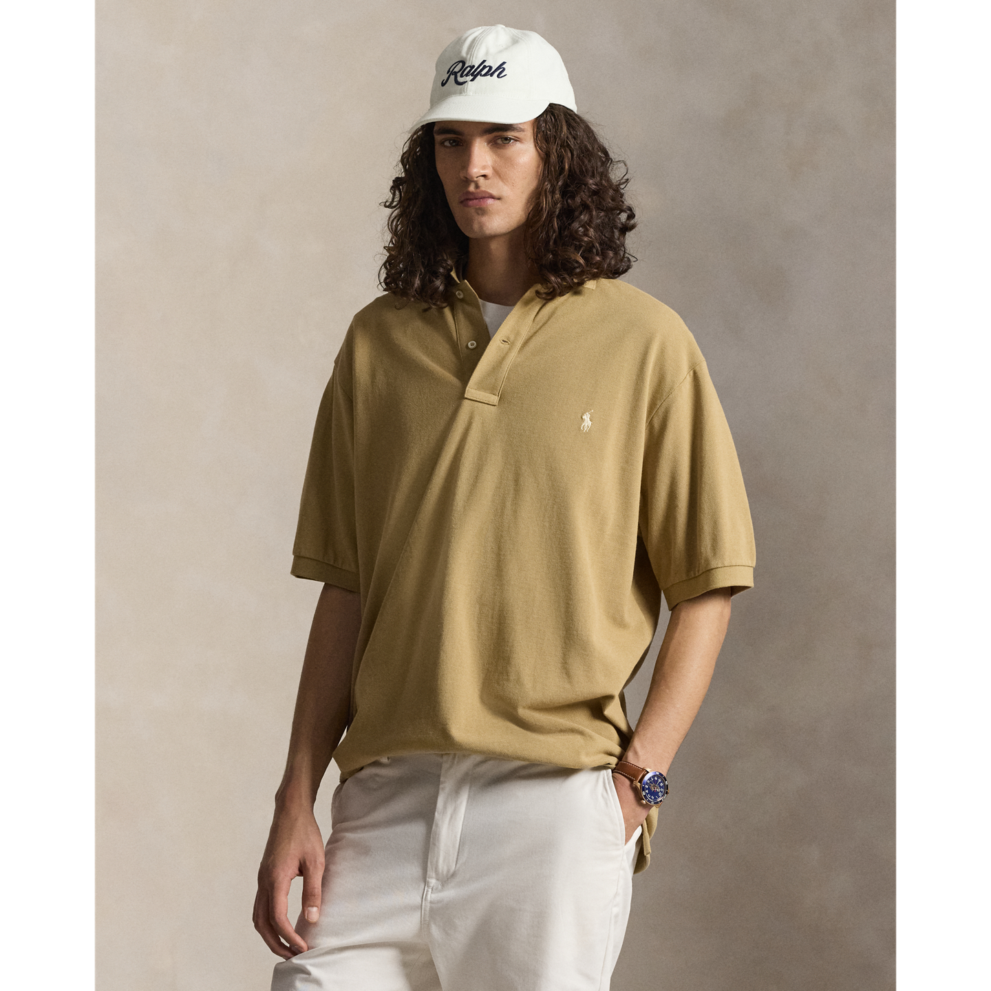 Мужское поло Ralph Lauren The Iconic Mesh Polo, цвет: Рыжевато-коричневый — фото 4