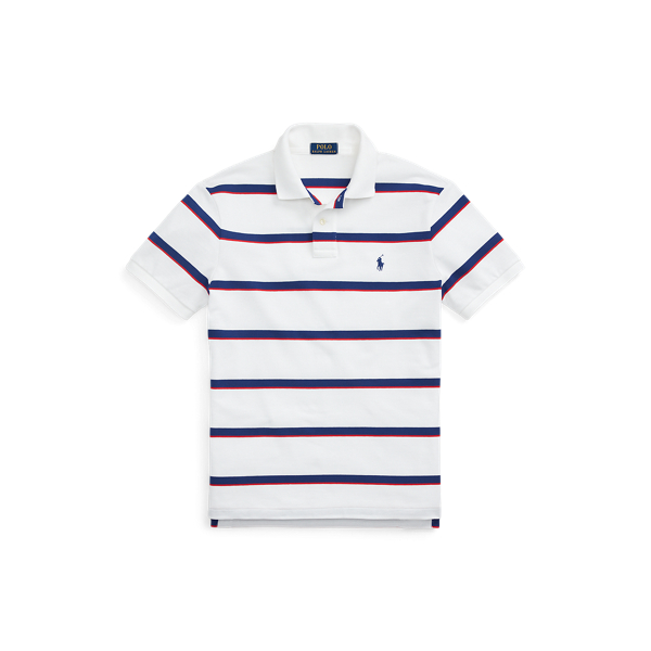 Custom Slim Fit Striped Mesh Polo Shirt