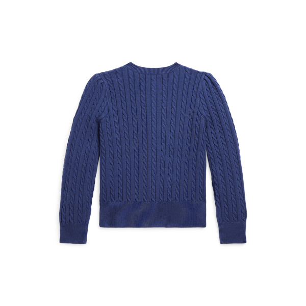 Freshwater/Cream Mini-Cable Cotton Cardigan Girls 1.5-6.5 Years 2