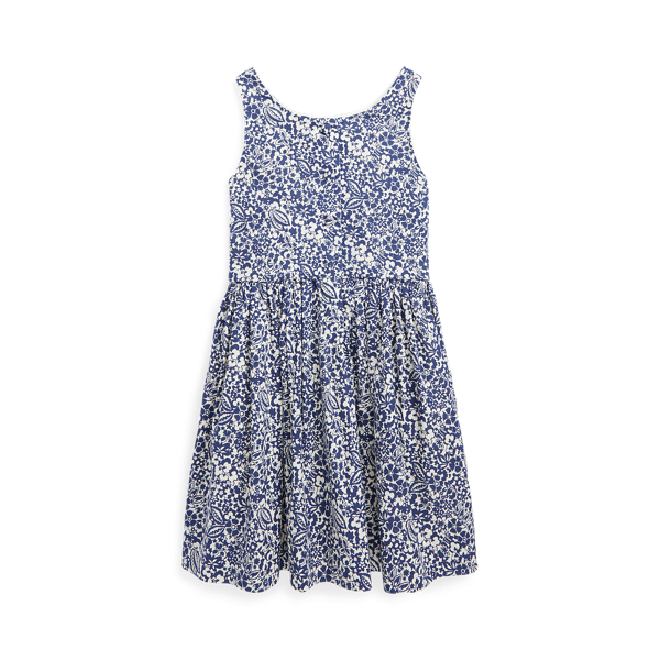 Robe en dobby de coton fleuri Girls 1.5-6.5 Years en Bleu bloc bois luxuriant 2