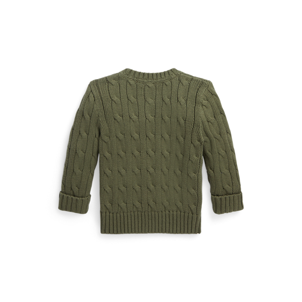 Dark Sage Cable-Knit Cotton Jumper Baby 2