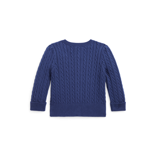 Freshwater/Cream Floral Mini-Cable Cotton Cardigan Baby Girl 2