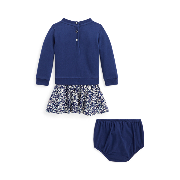 Robe-sweat fleurie en molleton bloomer Baby Girl en Bleu bloc bois luxuriant 2