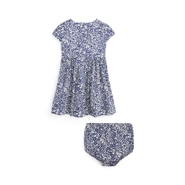 Robe fleurie en dobby de coton Baby Girl en Bleu bloc bois luxuriant 2