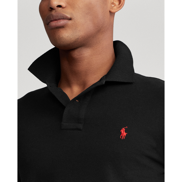 Slim Fit Mesh Long Sleeve Polo