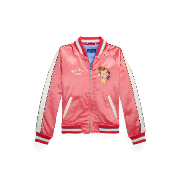 Tropical Satin Baseball Jacket Girls 7-14 Years 1
