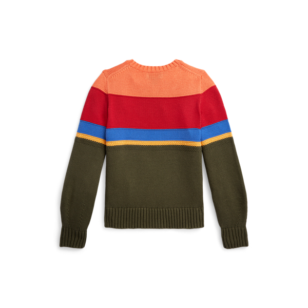 Gestreifter Baumwollpullover mit Logo Girls 7-14 Years in Olivgr&uuml;n multi 2