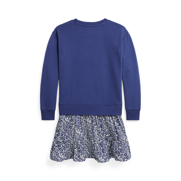 Robe sweat fleurie en molleton Girls 7-14 Years en Bleu bloc bois luxuriant 2