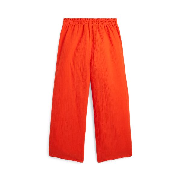 Pantalon bordure crochet&eacute;e gaze de coton Girls 7-14 Years en Orange 2