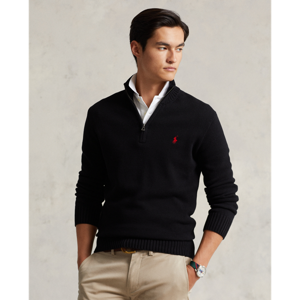 Cotton Quarter-Zip Mockneck Jumper