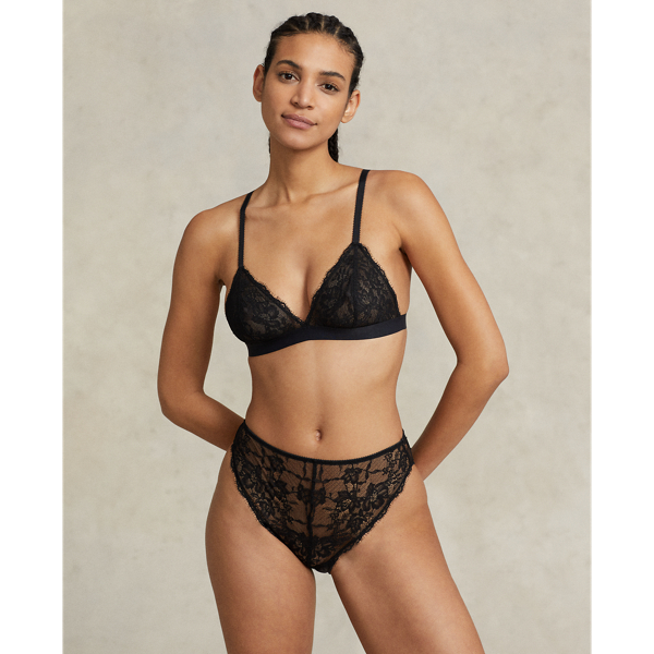 Onyx Lace Unlined Triangle Bralette Polo Ralph Lauren 2