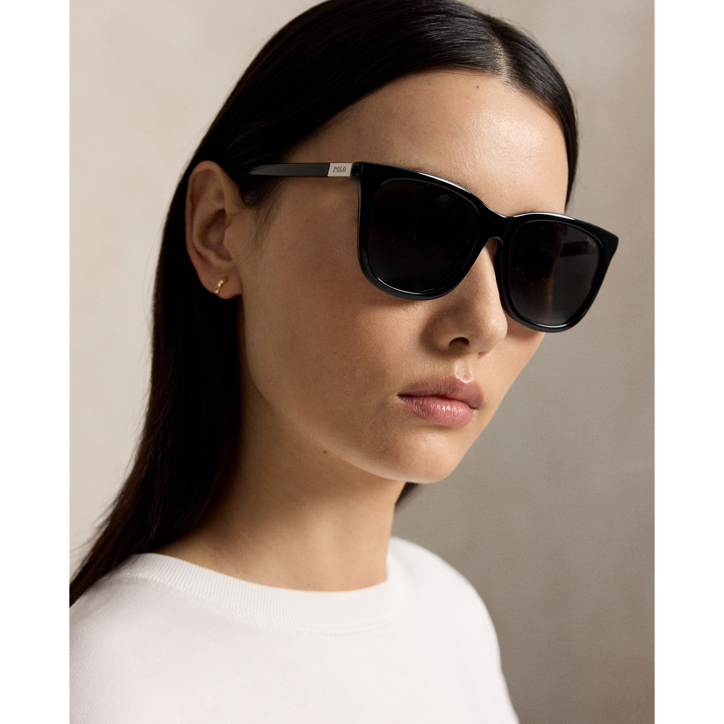 Женские солнцезащитные очки Ralph Lauren Polo Square Sunglasses, цвет: Блестящий чёрный — фото 3