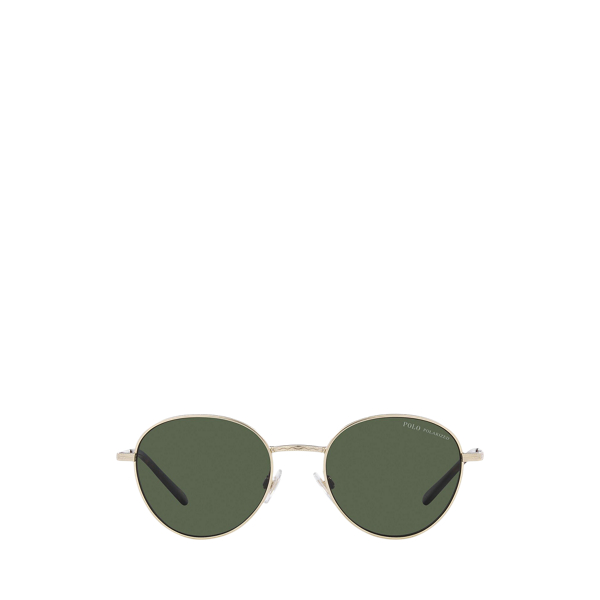 Semishiny Pale Gold Retro Round Metal Sunglasses Polo Ralph Lauren 2