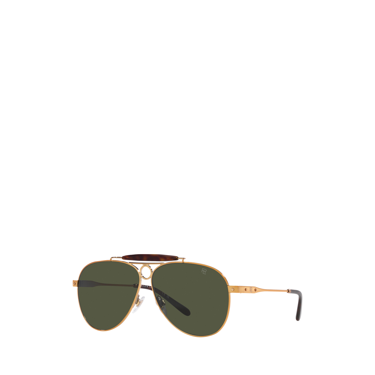 Мужские солнцезащитные очки Ralph Lauren Automotive Metal Pilot Sunglasses, цвет: Состаренный золотой — фото 4