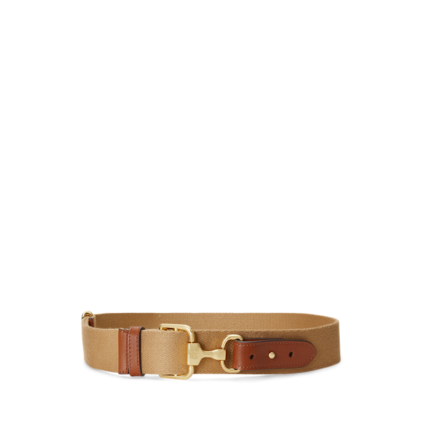 Leather-Trim Twill Webbed Belt Lauren 1