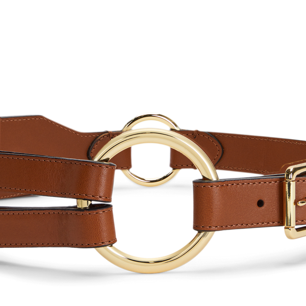 Tri Strap O Ring Leather Belt for Women Ralph Lauren PA