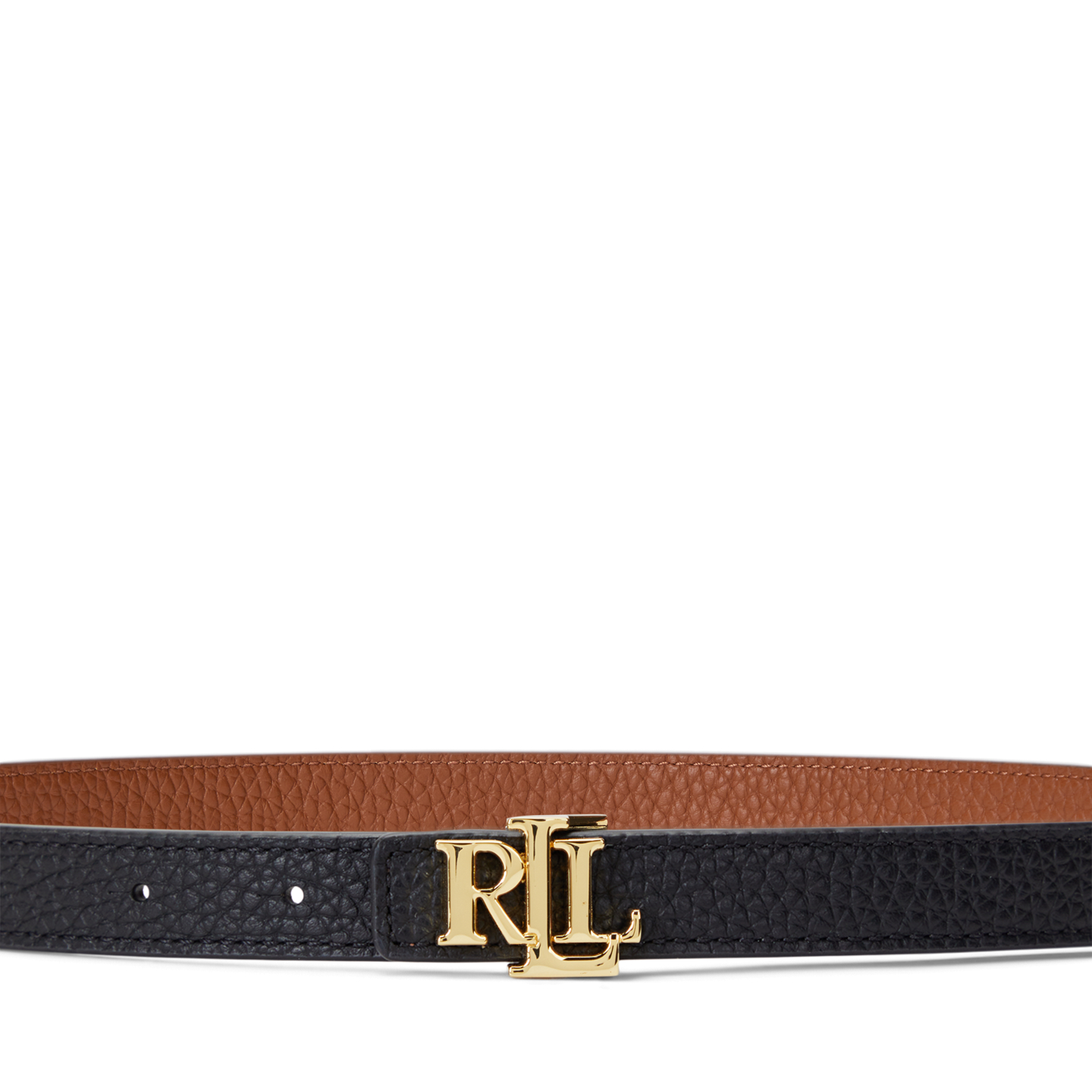 Женский ремень Lauren Ralph Lauren Logo Reversible Leather Skinny, цвет: Чёрный / Рыжевато-коричневый — фото 1