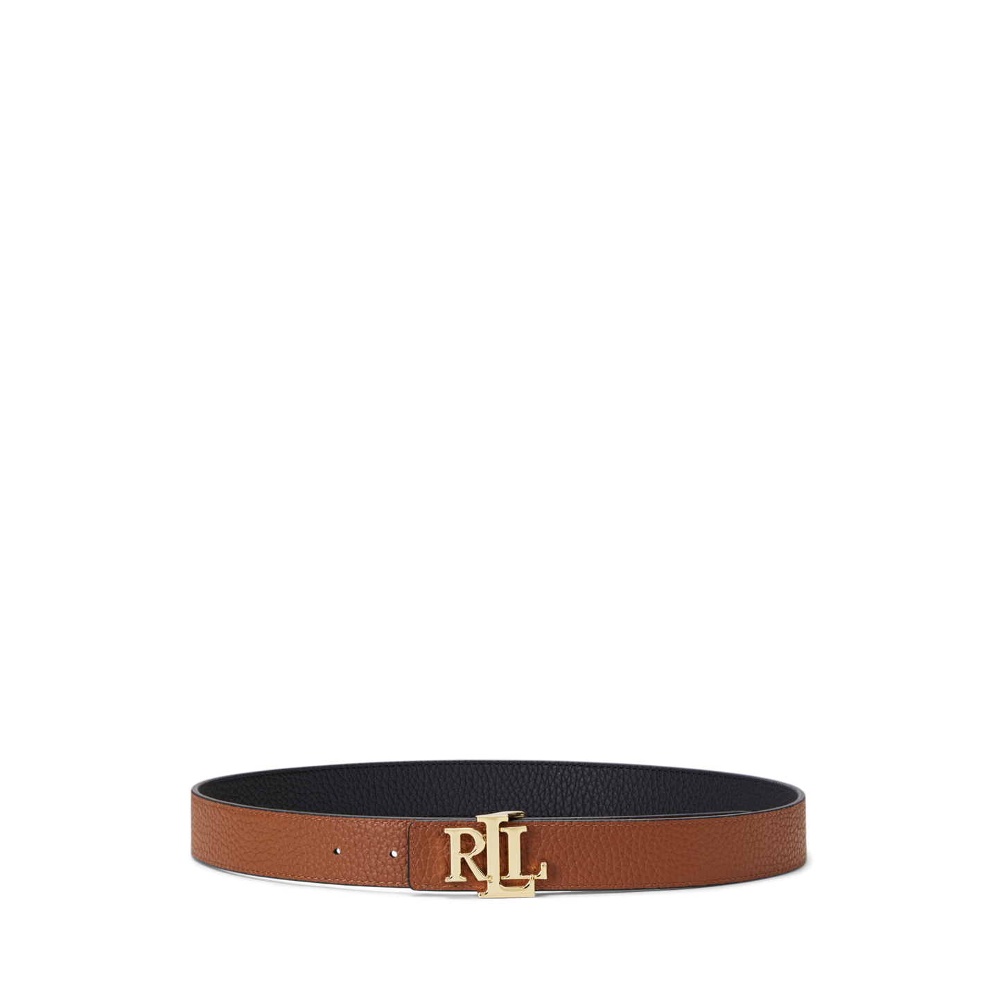 Женский ремень Lauren Ralph Lauren Logo Reversible Pebbled Leather, цвет: Чёрный / Рыжевато-коричневый — фото 2