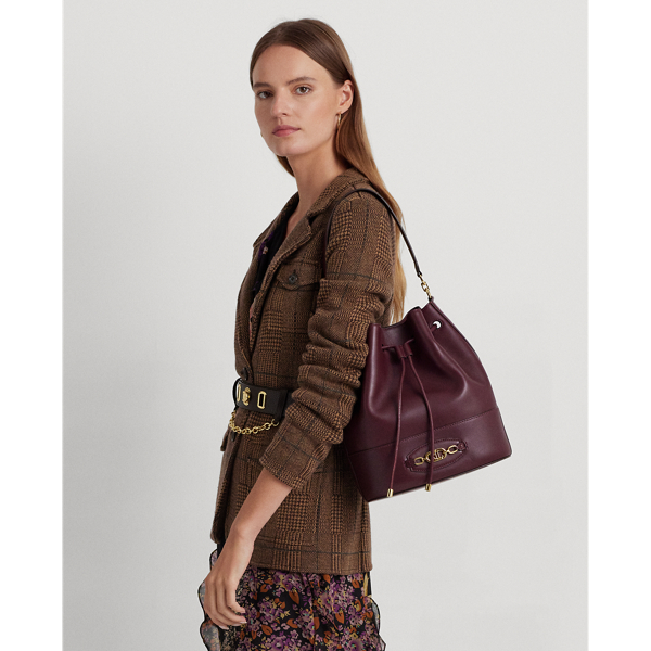 Vintage Burgundy Leather Large Andie Drawstring Bag Lauren 8