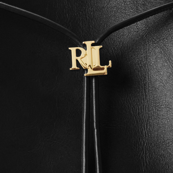 Black Leather Medium Andie Drawstring Tote Lauren 6