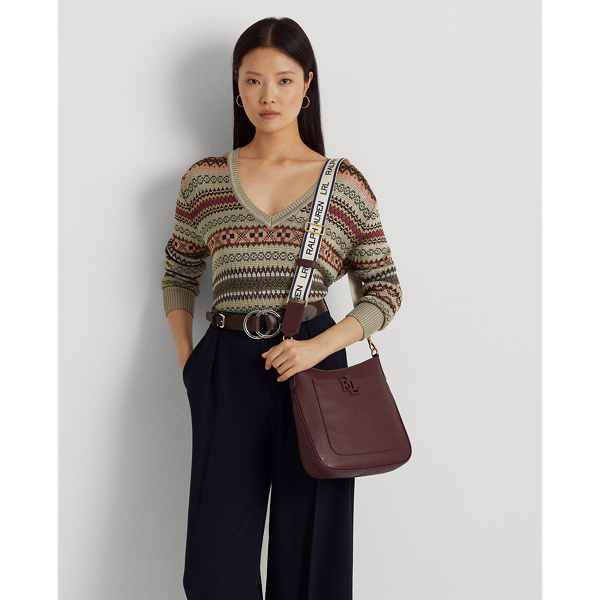 Vintage Burgundy Pebbled Leather Large Cameryn Crossbody Lauren 7