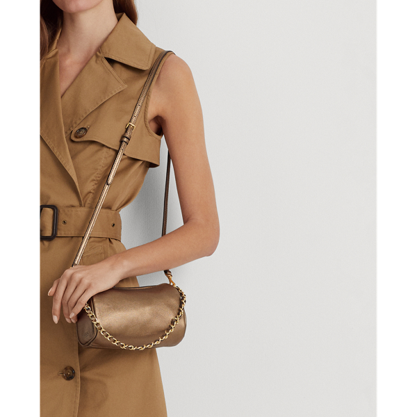 Aged Gold Nappa Leather Small Emelia Shoulder Bag Lauren 8