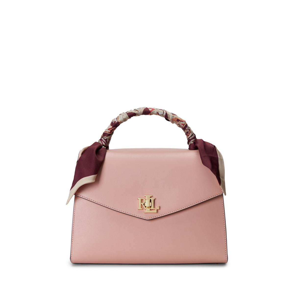 Scarf-Trim Leather Medium Farrah Satchel | Ralph Lauren
