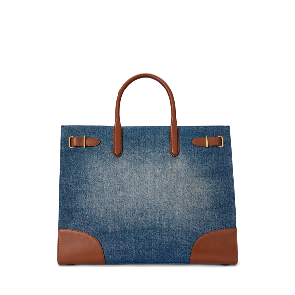 【RONRON】24fw RIBBON POINTED DENIM TOTE BAG RIBBON POINTED DENIM TOTE BAG MEDIUM BLUE - RONRON 론론