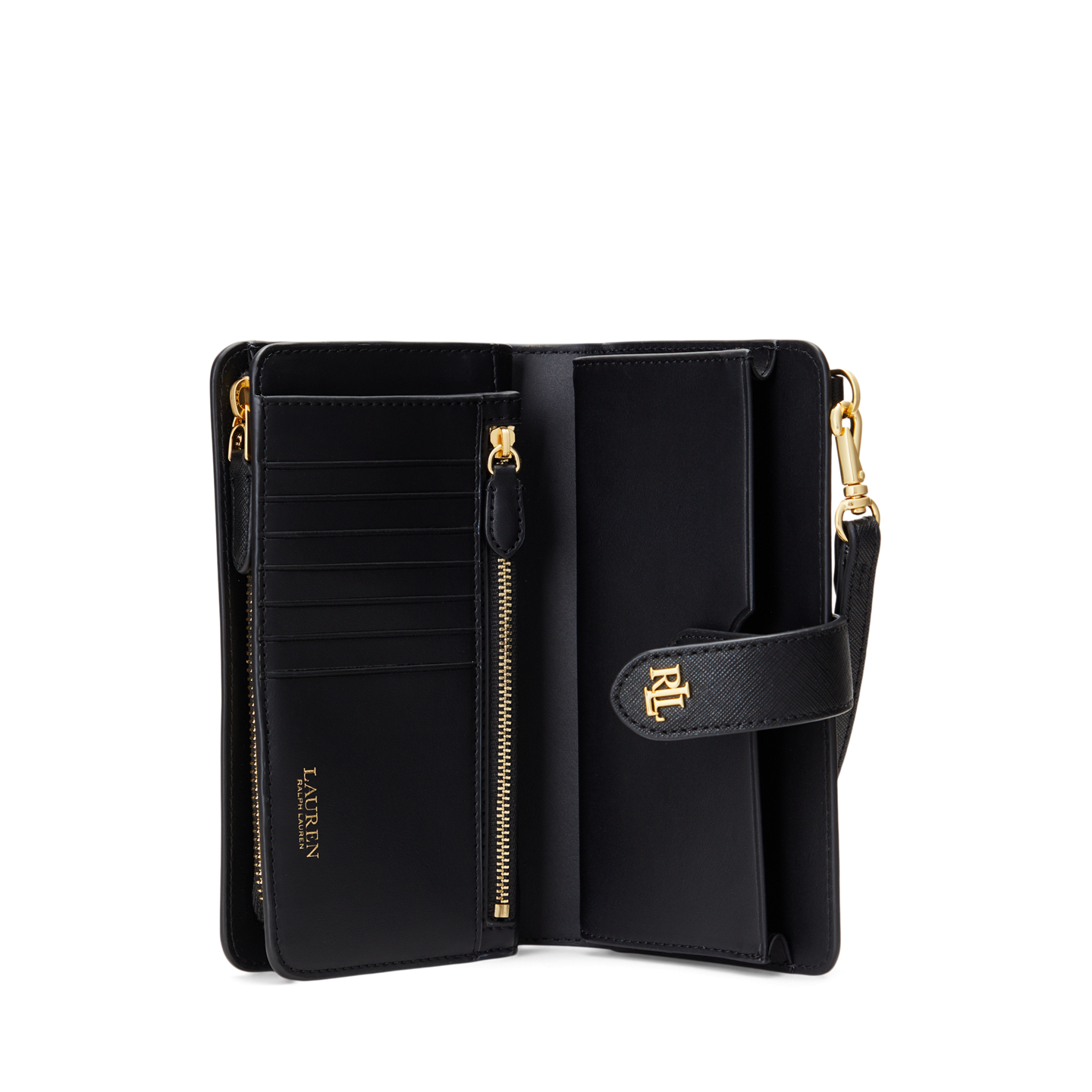 Женская сумка Ralph Lauren Crosshatch Leather Tech Wristlet, цвет: Чёрный — фото 2