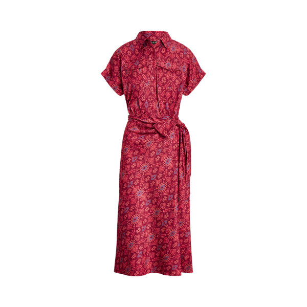Robe nou&eacute;e &agrave; la taille motif g&eacute;om&eacute;trique Lauren Petite en 1