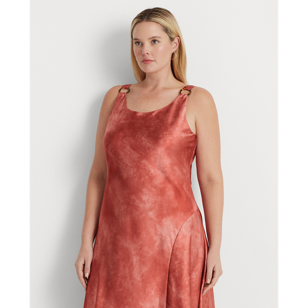 Batik-Satinkleid mit Ringdetails Lauren Woman in Roter Sonnenstein multi 4