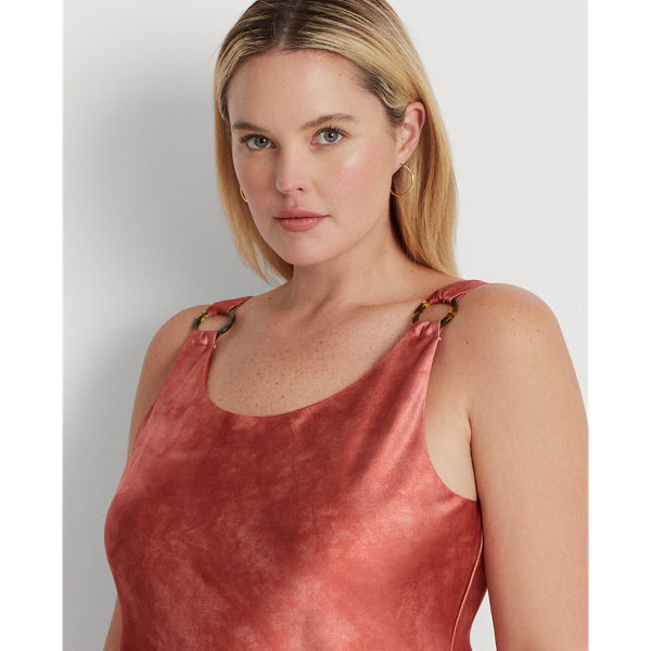 Batik-Satinkleid mit Ringdetails Lauren Woman in Roter Sonnenstein multi 6