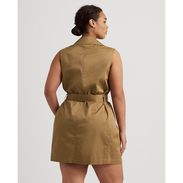 New Tan Micro-Sanded Twill Sleeveless Dress Lauren Woman 5