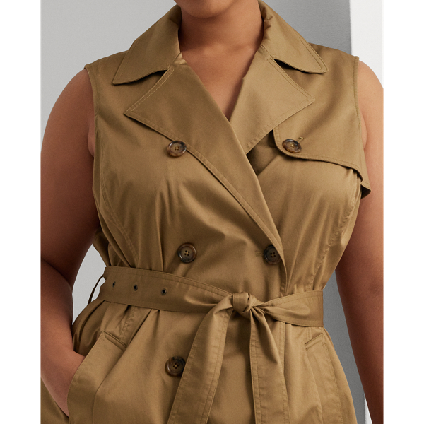 New Tan Micro-Sanded Twill Sleeveless Dress Lauren Woman 6
