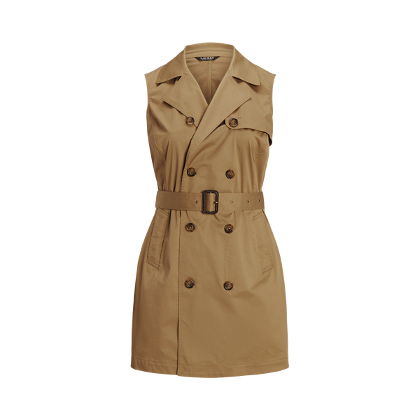 New Tan Micro-Sanded Twill Sleeveless Dress Lauren Woman 2