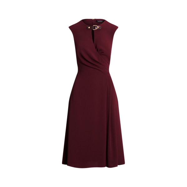 Buckle-Trim Georgette Cap-Sleeve Dress Lauren 1