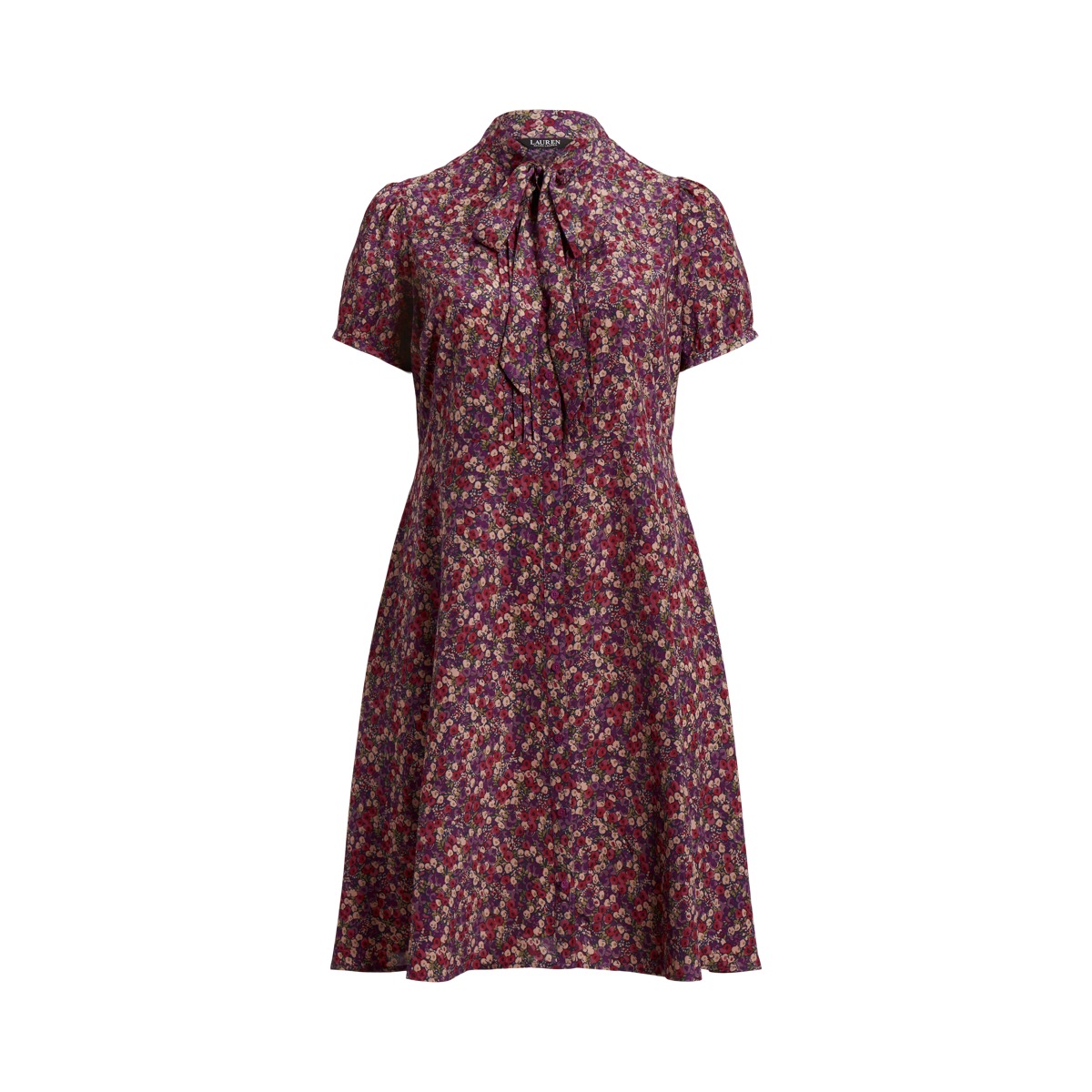 Ralph Lauren お上品なtie front ワンピース floral print Lauren Ralph Lauren Women's Tie-Front Print Boatneck Midi