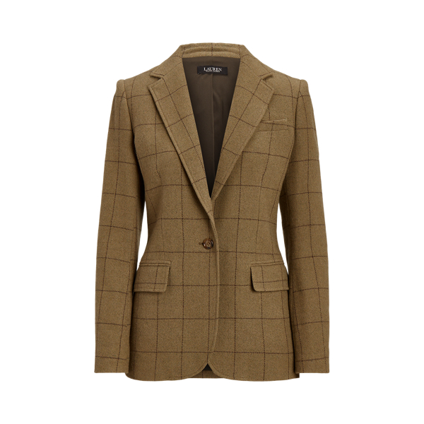 Windowpane Linen-Blend Twill Blazer Lauren 1