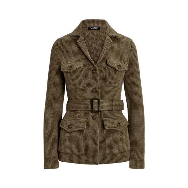Belted Tweed Jacquard Blazer